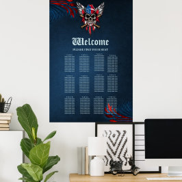 Vild, amerikansk skalle med baseball fladdermus. poster