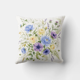 Vild ängblommig bukett akvarell kudde