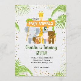 Vild Animal Jungle Safari Födelsedagsfest Inbjudningar