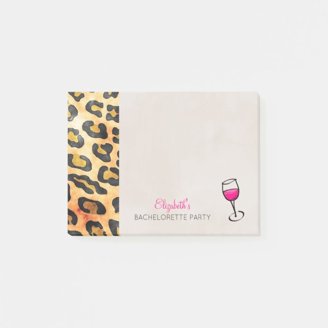 Vild Animal Print och Vin Bachelorette Party Post-it Block (Framsida)