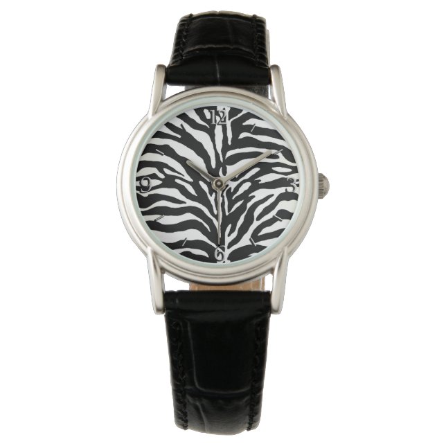 Vild Animal Print, Zebra in Black and White Armbandsur (Framsida)