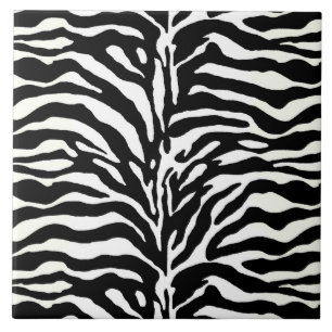Vild Animal Print, Zebra in Black and White Kakelplatta