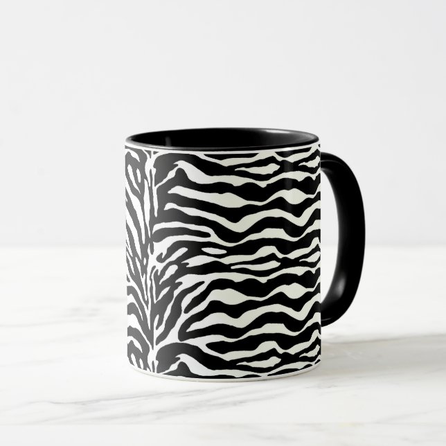 Vild Animal Print, Zebra in Black and White Mugg (Framsida höger)