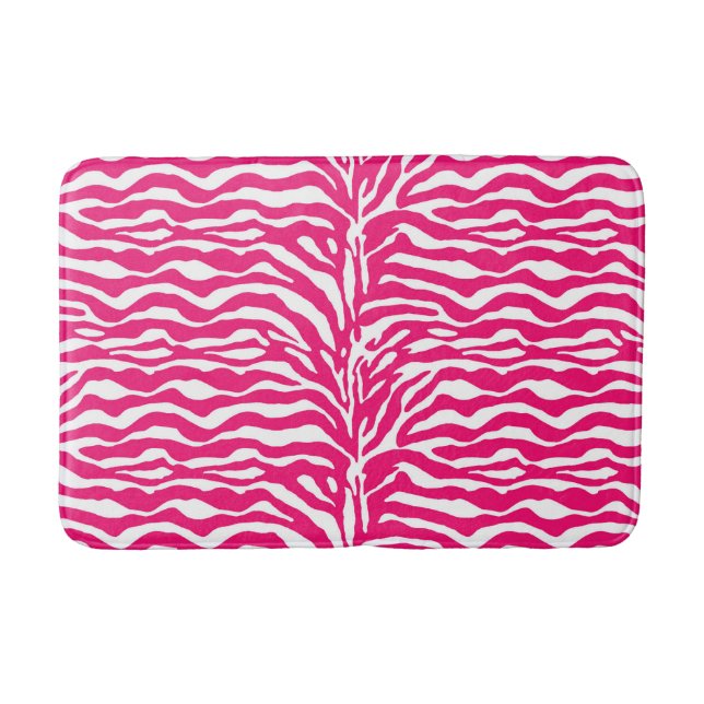 Vild Animal Print, Zebra in Fuchsia Rosa and White Badrumsmatta (Framsidan)