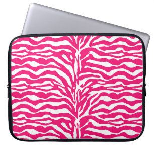 Vild Animal Print, Zebra in Fuchsia Rosa and White Laptop Fodral