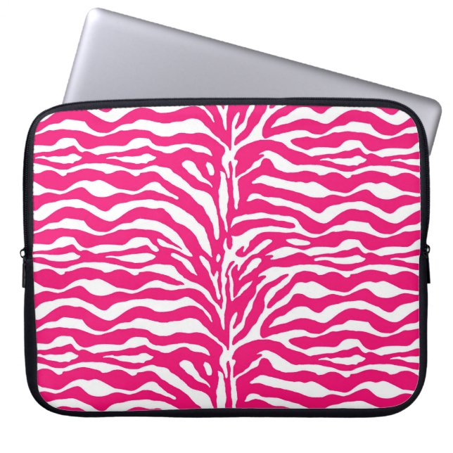 Vild Animal Print, Zebra in Fuchsia Rosa and White Laptop Fodral (Framsidan)