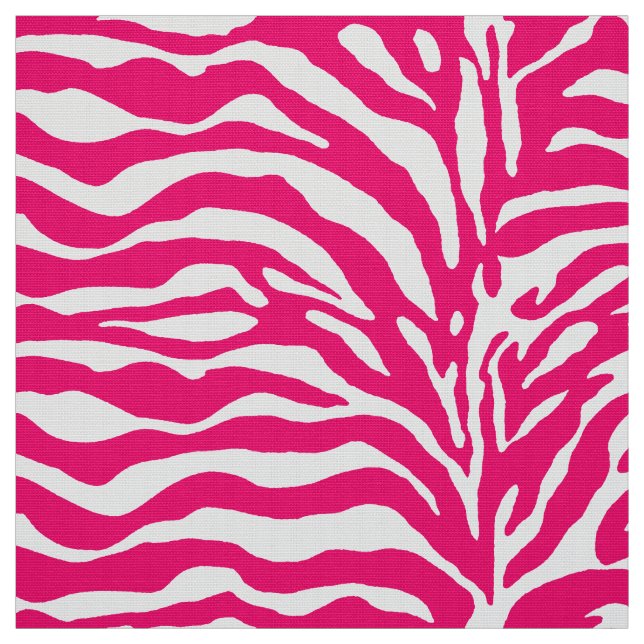 Vild Animal Print, Zebra in Fuchsia Rosa and White Tyg (Provkarta)
