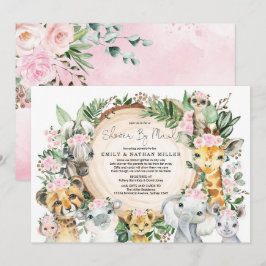 Vild Animal Safari Jungle Girl Baby Shower by Mail Inbjudningar