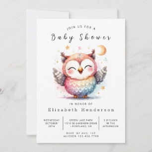 Vild Anpassningsbar Uggla Baby Shower Inbjudningar