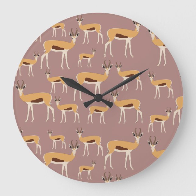 Vild Antelope Animal Mönster Stor Klocka (Framsida)