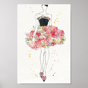 Vild Apple Glamoral Blommigt Dress Sketch Poster