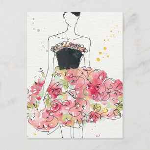 Vild Apple Glamoral Blommigt Dress Sketch Vykort