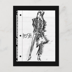 Vild Äpple Posh - Edgy Vintage Sketch Vykort
