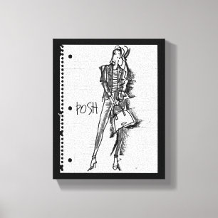 Vild Apple Posh - edgy vintage skissar Canvastryck