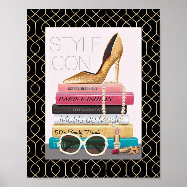 Vild Apple | Stil Icon - Guld Stiletto Poster (Framsidan)