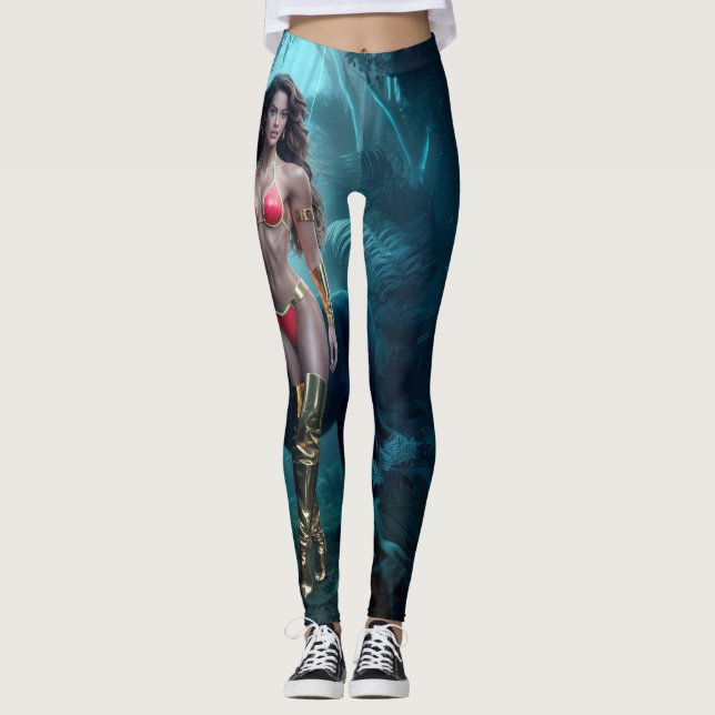 Vild-assistenter: Dam med sin svarta Panther Leggings (Framsida)