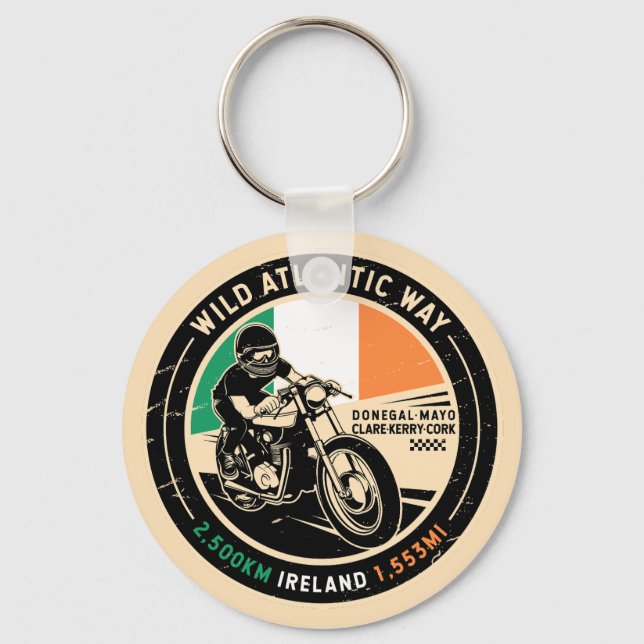 Vild Atlanten | Irland | Motorcykel Nyckelring (Framsida)