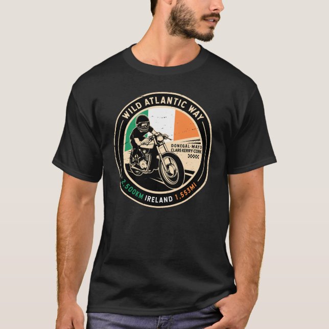 Vild Atlanten | Irland | Motorcykel T Shirt (Framsida)