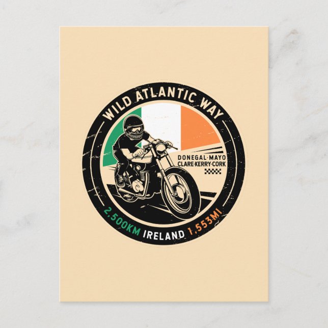 Vild Atlanten | Irland | Motorcykel Vykort (Framsida)