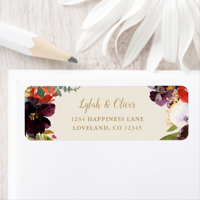 Vild Autumn Bouquet | BRÖLLOP RETURADRESS Returadress Etikett (Insitu)