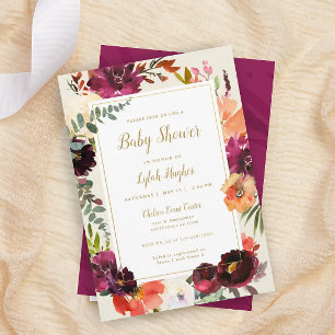 Vild Autumn Bouquet Inbjudan till babyvisningspr