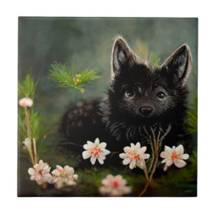 Vild av akut blommigt kakelplatta