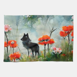 Vild av akut blommigt kökshandduk