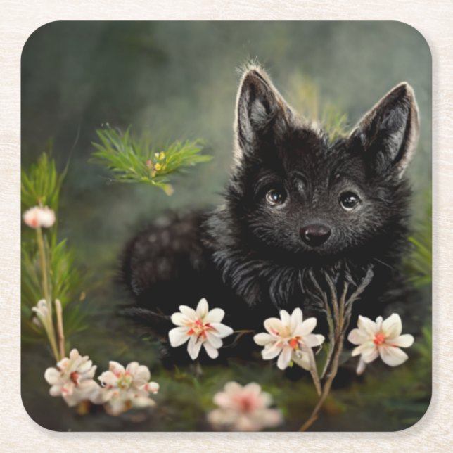 Vild av akut blommigt underlägg papper kvadrat (Framsidan)