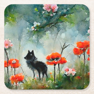 Vild av akut blommigt underlägg papper kvadrat