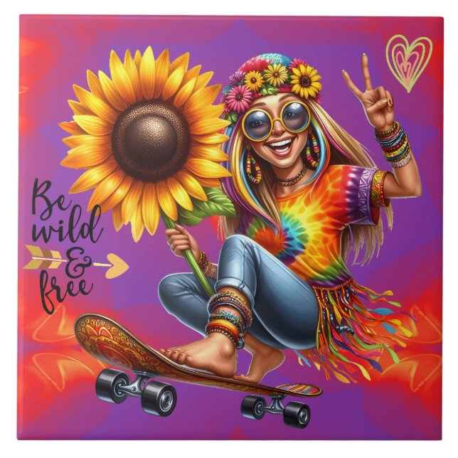 Vild av keramisk Chic i Hippie-färg Kakelplatta (Framsidan)