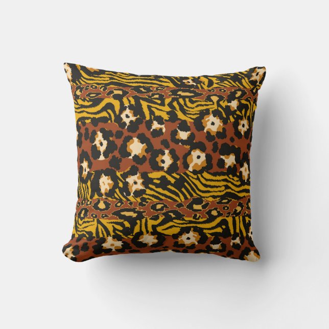 Vild av leopard och tiger skins lapptäcke abb kudde (Framsida)