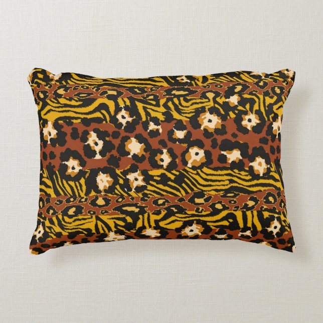 Vild av leopard och tiger skins lapptäcke abb prydnadskudde (Framsidan)