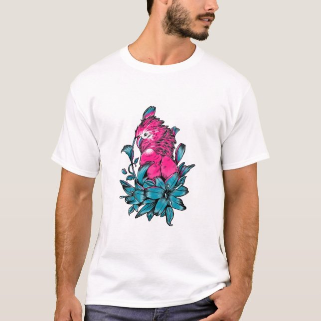 vild av roligt av fågel- och papegojor (parrot art t shirt (Framsida)