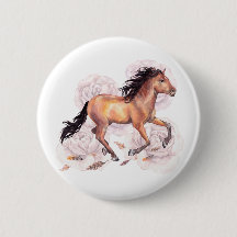 Vild av vattenfärgshäst med blommor Boho-bakgrund