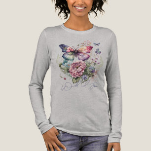 Vild av vild och fri fjäril-Blommigt T Shirt