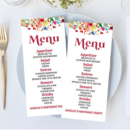 Vild av vilda blommor Flower Födelsedagsfest Food Meny