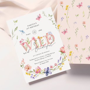 Vild av vilda blommor och offentlig födelsedag inbjudningar
