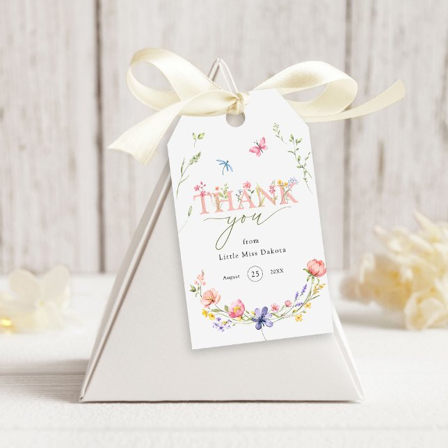 Vild av vilda blommor och offentlig Tack 1:a födel Presentetikett (Skapare uppladdad)
