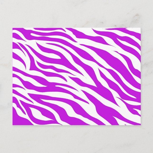 Vild av Zebra ränder , Girly Lila, djurutskrift Vykort (Framsida)