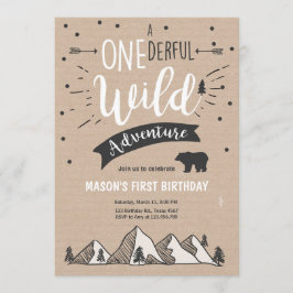 Vild äventyr Första födelsedagsinbjudan en Brown Inbjudningar