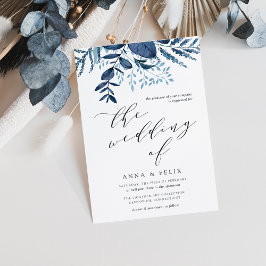 Vild Azure Botanical Wedding-inbjudan Inbjudningar