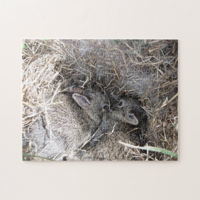 Vild Baby Bunnies Puzzle Pussel (Horisontell)