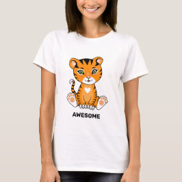 Vild Baby Tiger Animal Tecknad T Shirt