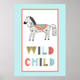 Vild Barn Scandia Häst Barndesign Poster