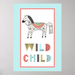 Vild Barn Scandia Häst Barndesign Poster