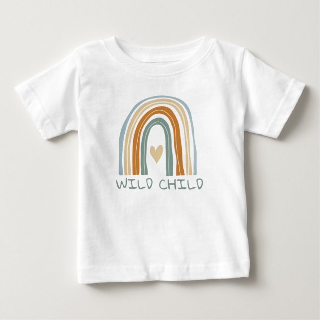 Vild Barn söt boho regnbåge teckning baby topp T Shirt (Framsida)