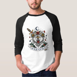 Vild Barn Varg Blomma Kronan Dolk Tatuering Blixt T Shirt