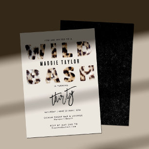 Vild Bash Leopard Päls Brev 30års födelsedag Party Inbjudningar