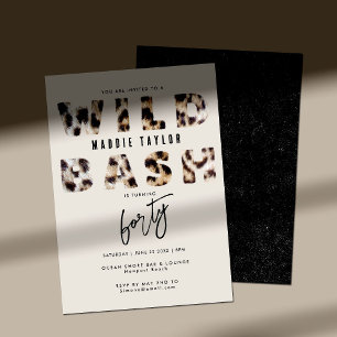 Vild Bash Leopard Päls Brev 40:e födelsedagen Part Inbjudningar