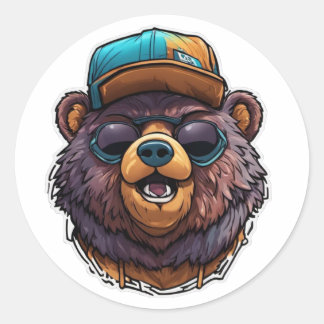 Vild Bear Sticker Runt Klistermärke